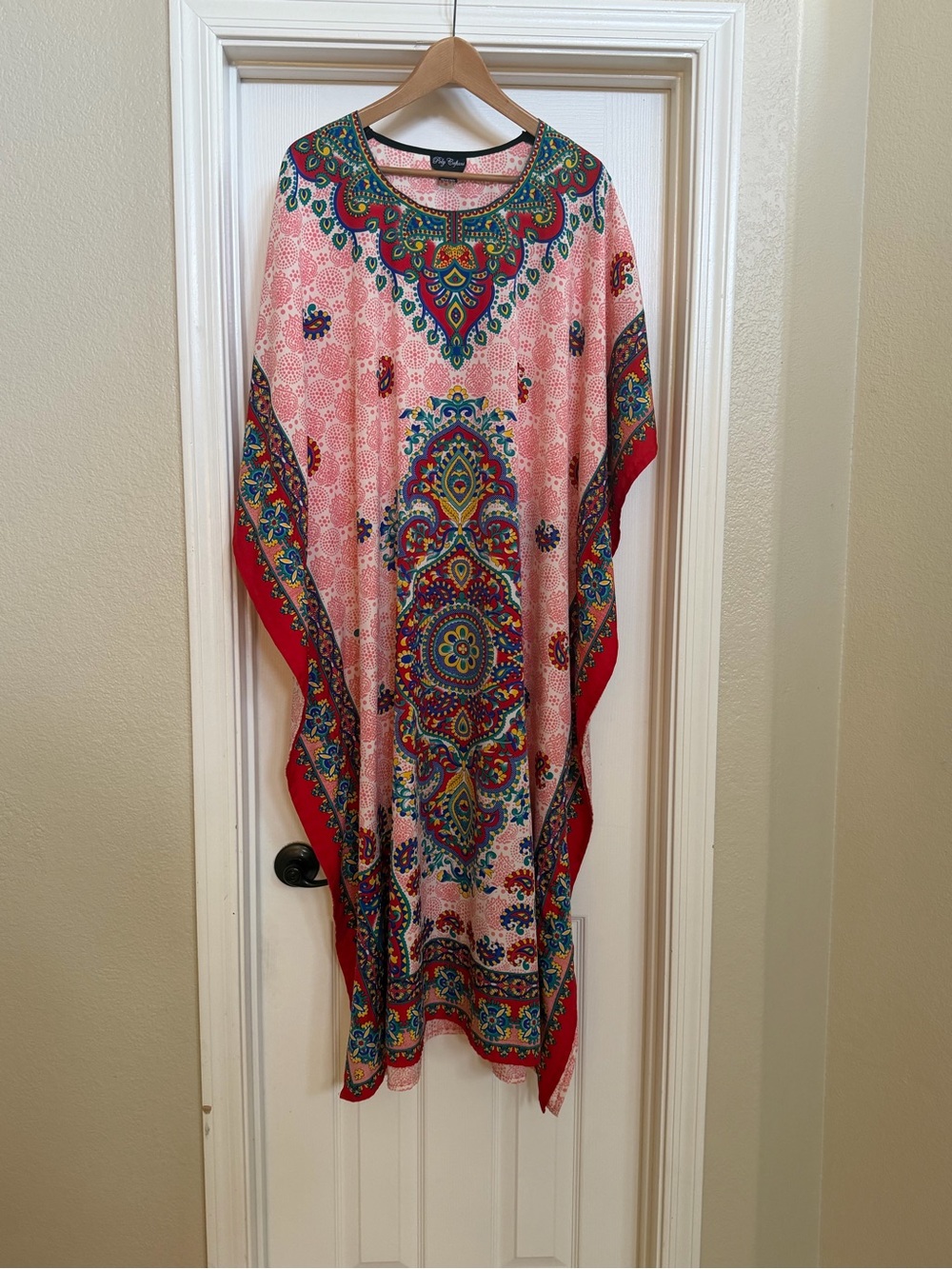 Boho Pink Printed Swim Coverup Kaftan